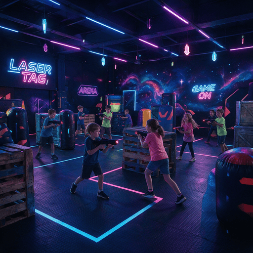 Older kids playing laser tag together